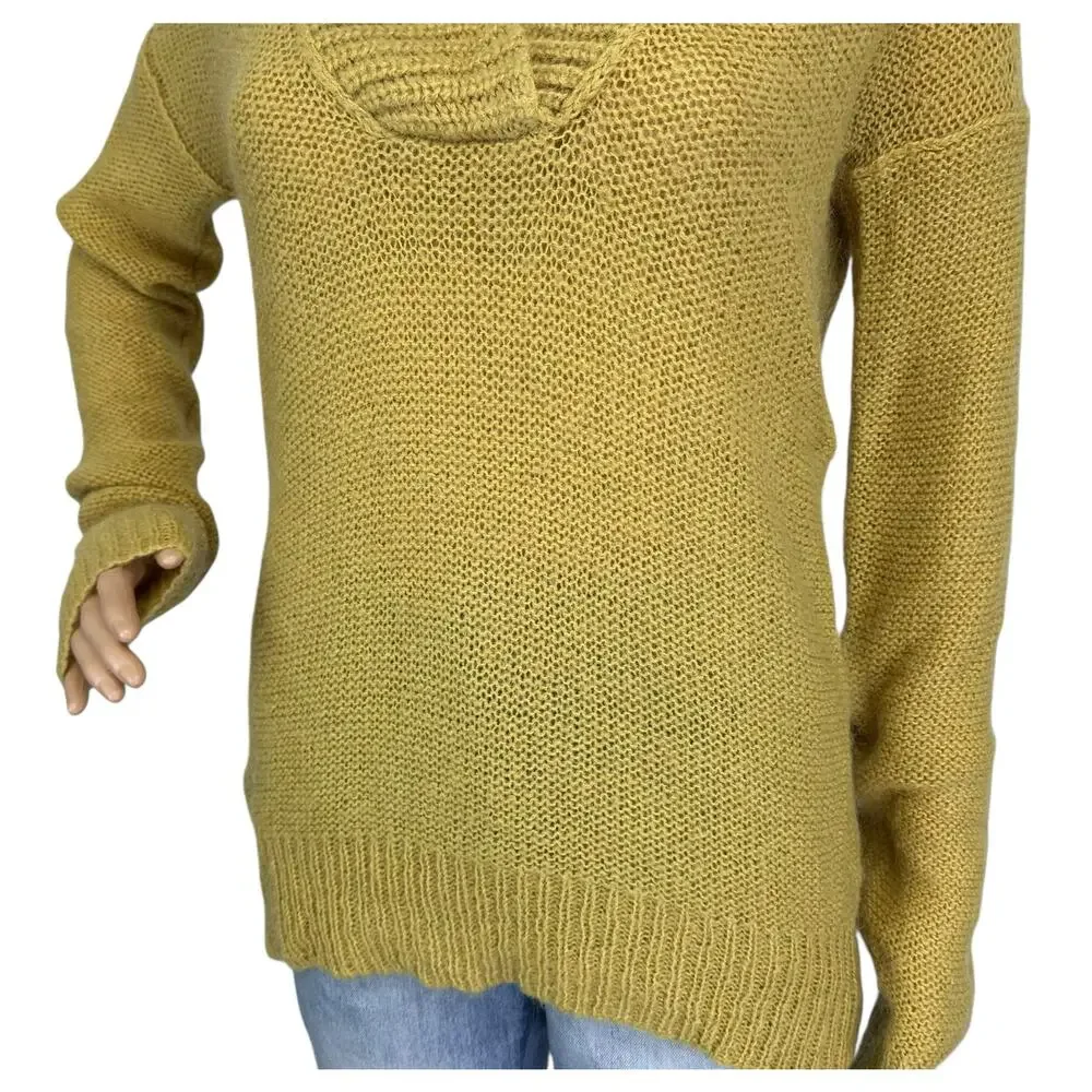J. Crew Wool Mohair Dolce Shawl Collar Popover Sweater Yellow 20824 Size XS